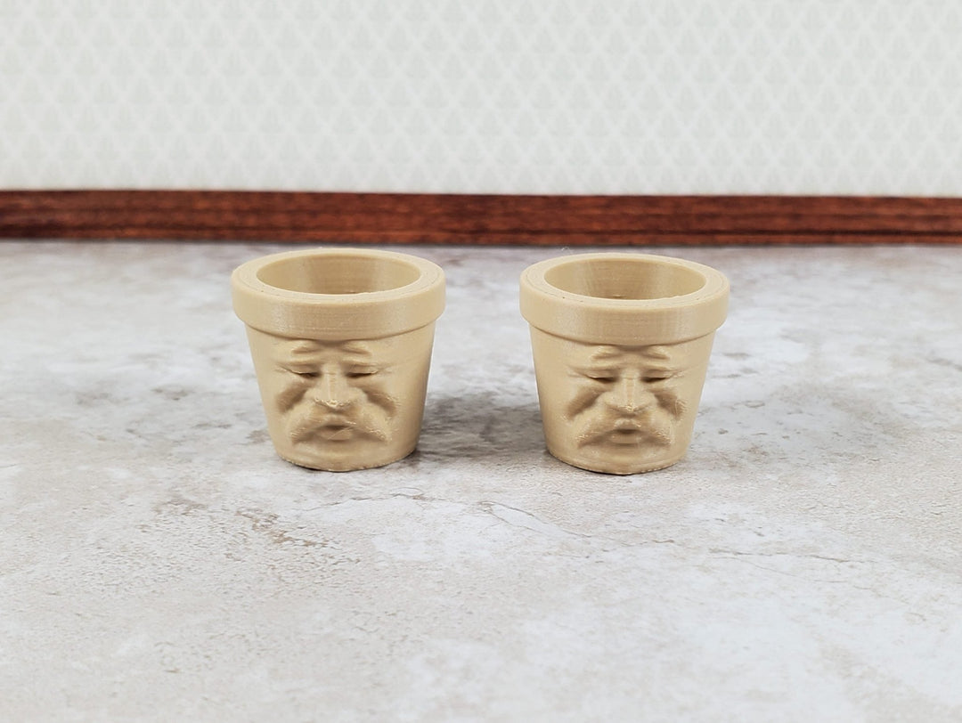planter pots with faces Dollhouse Planters Pots with Faces Set of 2 1:12 Scale Miniature Garden Decor