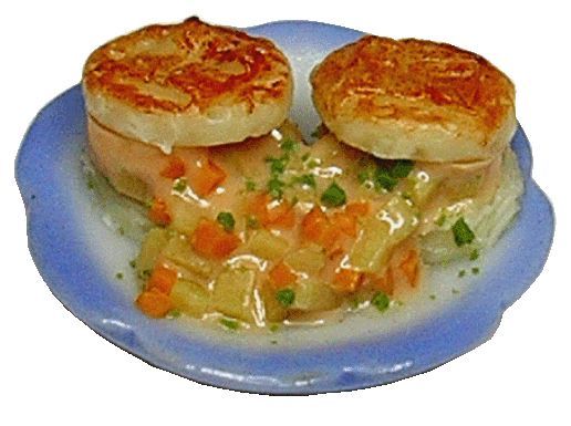 Dollhouse Plate of Chicken Biscuits with Veggies 1:12 Scale Miniature Food - MiniatureCrush