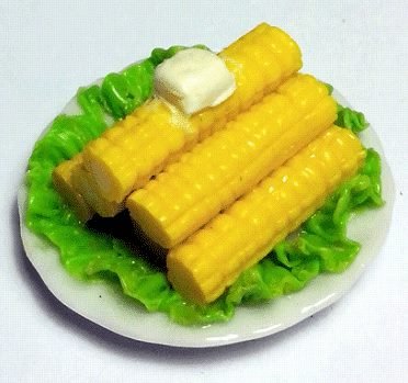 Dollhouse Plate of Corn on the Cob with Butter 1:12 Scale Miniature Food Kitchen - MiniatureCrush