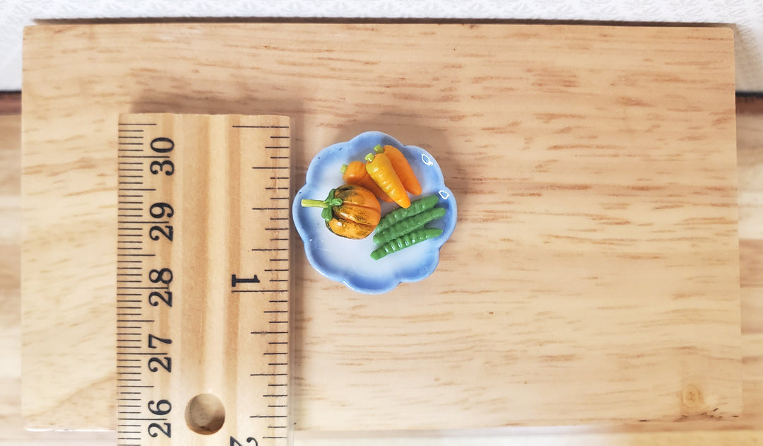 Dollhouse Plate of Veggies Squash Carrots Beans 1:12 Scale Miniature Food - MiniatureCrush