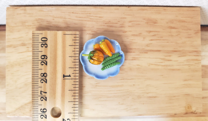 Dollhouse Plate of Veggies Squash Carrots Beans 1:12 Scale Miniature Food - MiniatureCrush