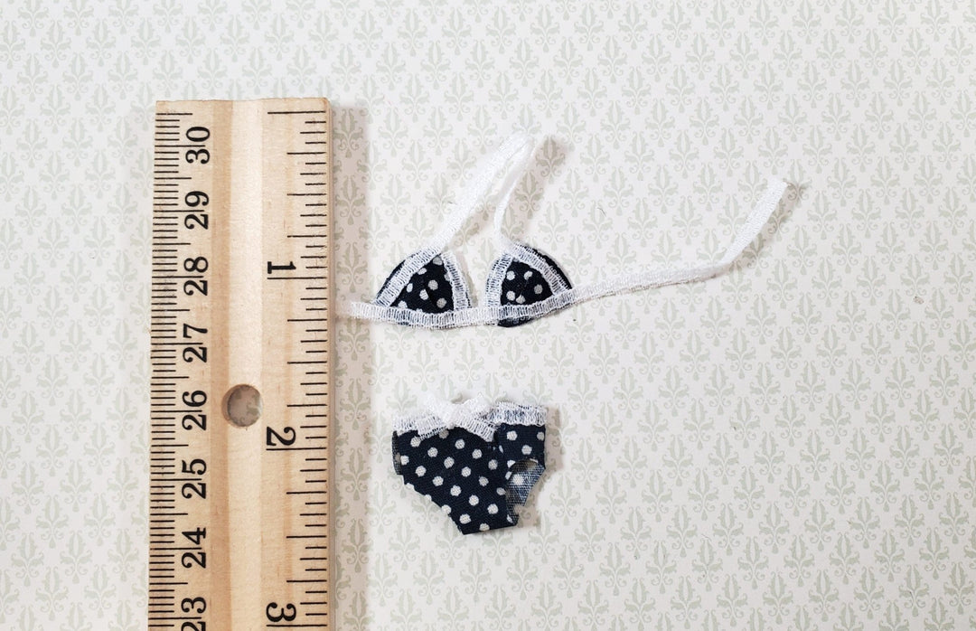 Dollhouse Polka Dot Bikini Navy Blue and White 1:12 Miniature Decoration Only - Miniature Crush