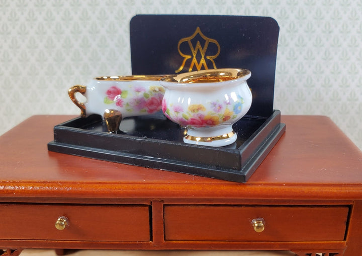 Dollhouse Porcelain Bowls w/ 24k Gold by Reutter Porcelain 1:12 Scale Miniatures - Miniature Crush