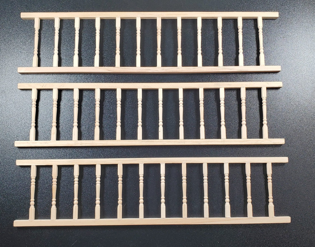 Dollhouse Porch Railing x3 Pieces for Porches Decks Gardens 1:12 Scale Miniature - MiniatureCrush