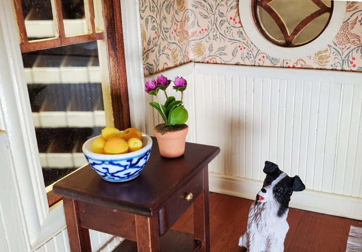 Dollhouse Potted Flowers Mauve Flowering Plant in Terra Cotta Pot 1:12 Scale - MiniatureCrush