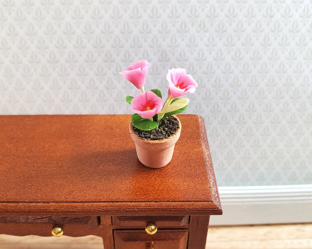 Dollhouse Potted Flowers Pink 1:12 Scale Miniature Houseplant in Terra Cotta Pot - MiniatureCrush