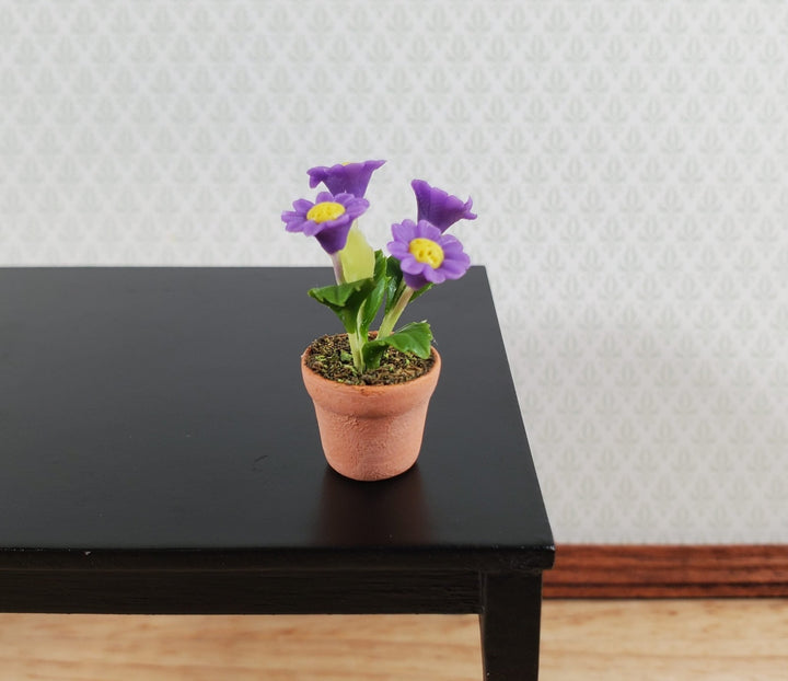 Dollhouse Potted Flowers Purple Daisies Plant 1:12 Scale Miniature Houseplant - MiniatureCrush
