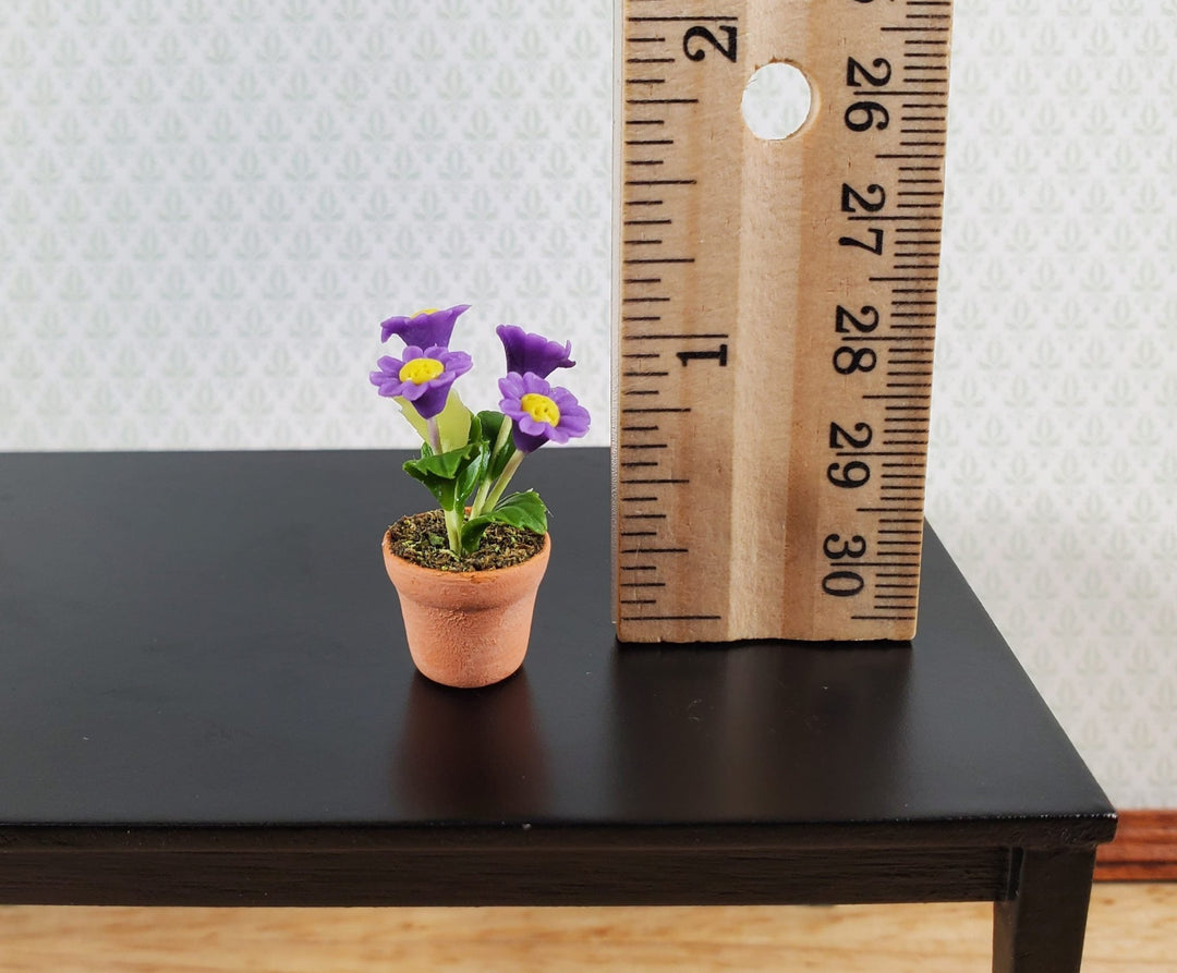 Dollhouse Potted Flowers Purple Daisies Plant 1:12 Scale Miniature Houseplant - MiniatureCrush