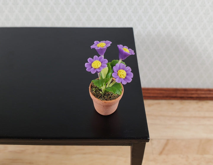 Dollhouse Potted Flowers Purple Daisies Plant 1:12 Scale Miniature Houseplant - MiniatureCrush