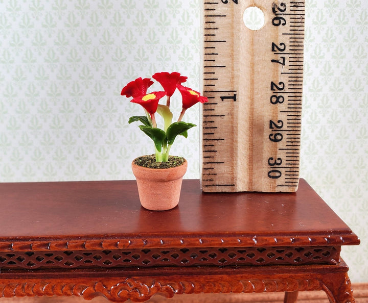 Dollhouse Potted Flowers Red Daisies Houseplant 1:12 Scale Miniature Decor - MiniatureCrush
