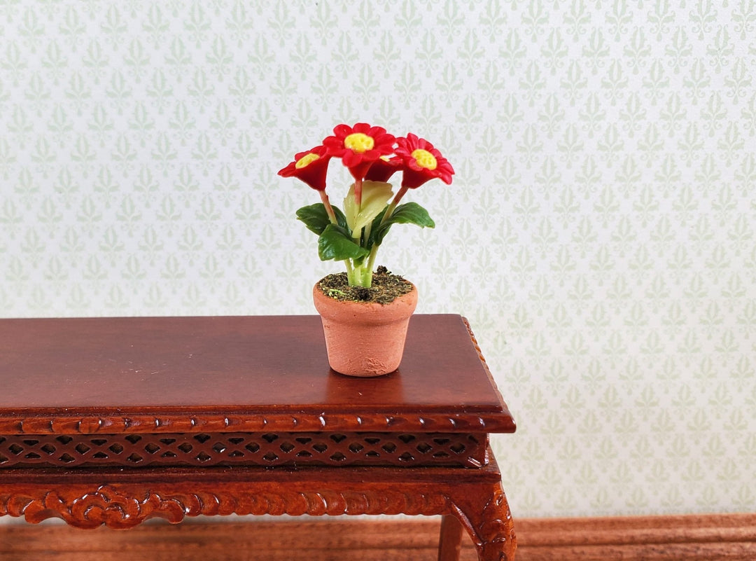 Dollhouse Potted Flowers Red Daisies Houseplant 1:12 Scale Miniature Decor - MiniatureCrush