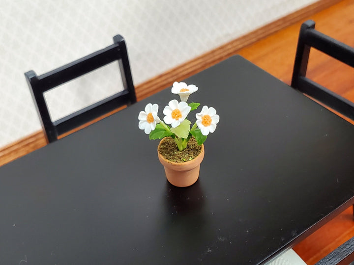 Dollhouse Potted Flowers White Daisy Plant 1:12 Scale Miniature Houseplant - MiniatureCrush