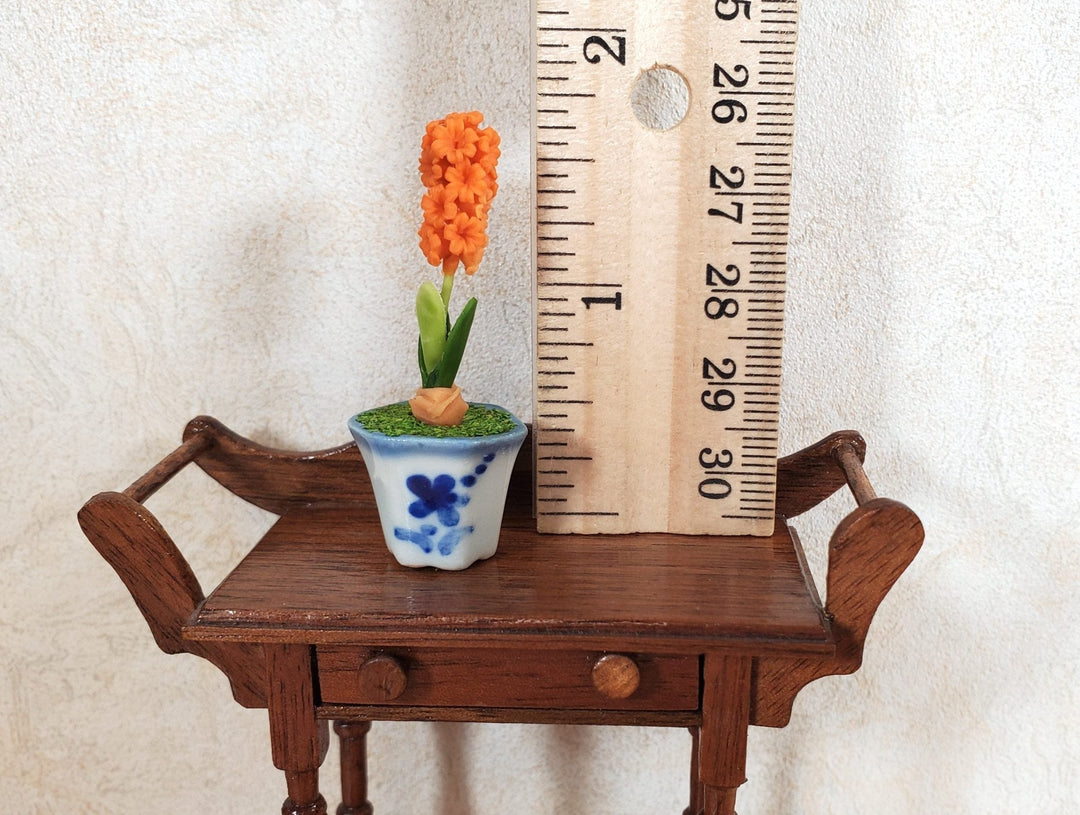 Dollhouse Potted Hyacinth Orange Flowering Plant in Ceramic Planter 1:12 Scale - MiniatureCrush