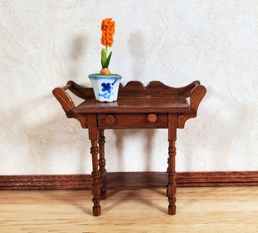 Dollhouse Potted Hyacinth Orange Flowering Plant in Ceramic Planter 1:12 Scale - MiniatureCrush