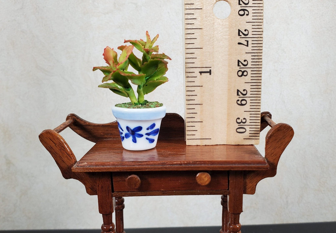 Dollhouse Potted Plant 1:12 Scale Miniature Houseplant Blue & White Planter - MiniatureCrush