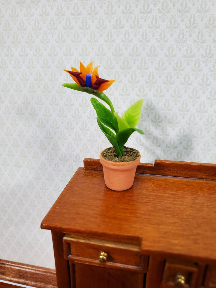 Dollhouse Potted Plant Bird of Paradise Flowers Houseplant 1:12 Scale Miniature - MiniatureCrush