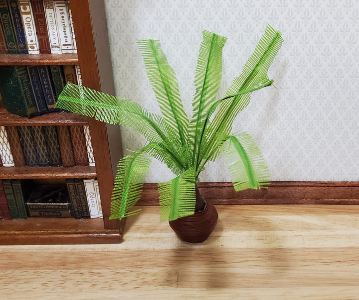 Dollhouse Potted Sago Palm in Brown Clay Pot 1:12 Scale Miniature Houseplant - MiniatureCrush