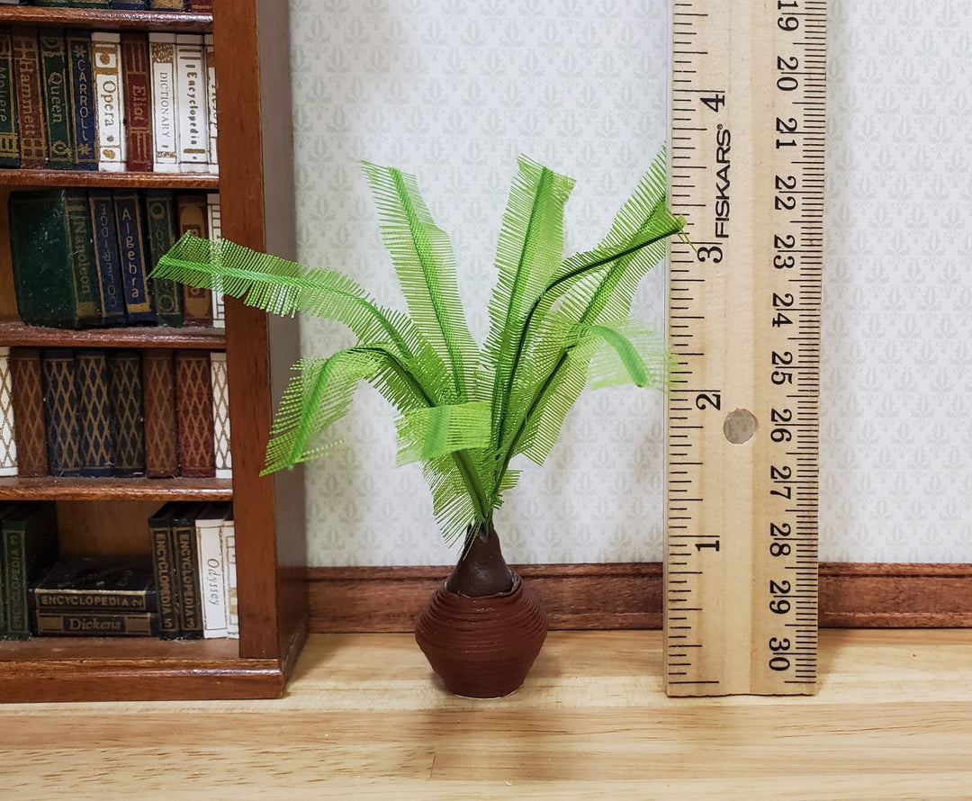 Dollhouse Potted Sago Palm in Brown Clay Pot 1:12 Scale Miniature Houseplant - MiniatureCrush