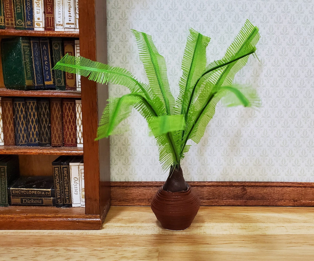 Dollhouse Potted Sago Palm in Brown Clay Pot 1:12 Scale Miniature Houseplant - MiniatureCrush