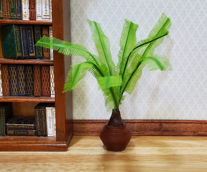 Dollhouse Potted Sago Palm in Brown Clay Pot 1:12 Scale Miniature Houseplant - MiniatureCrush