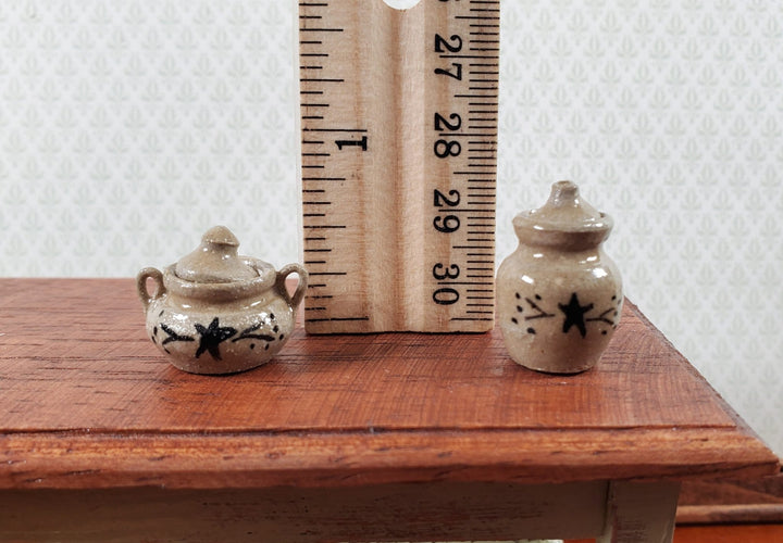 Dollhouse Pottery Bean Pot & Jar Handmade 1:12 Scale Miniatures by Sugar Loaf - Miniature Crush