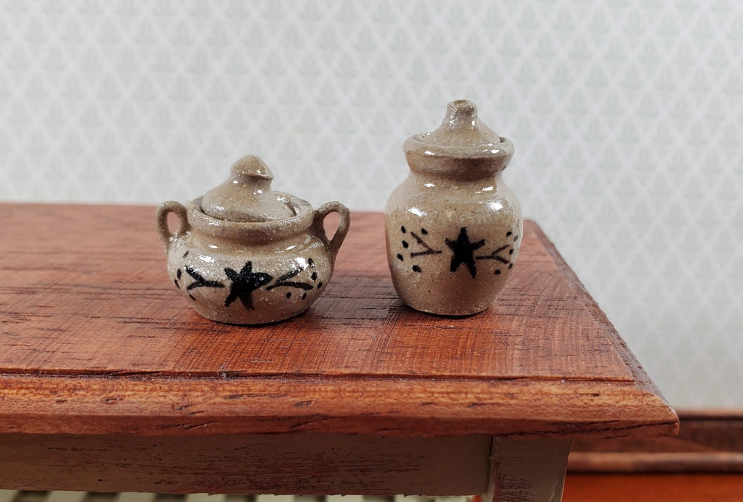 Dollhouse Pottery Bean Pot & Jar Handmade 1:12 Scale Miniatures by Sugar Loaf - Miniature Crush