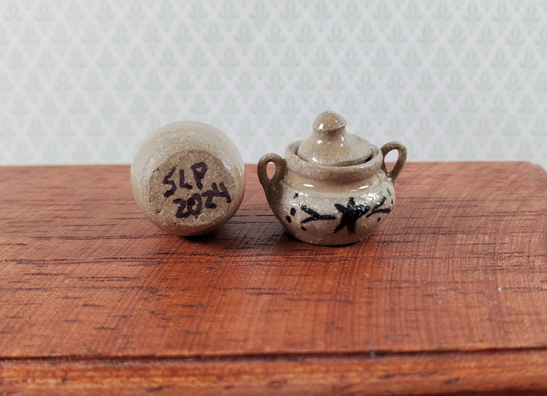 Dollhouse Pottery Bean Pot & Jar Handmade 1:12 Scale Miniatures by Sugar Loaf - Miniature Crush