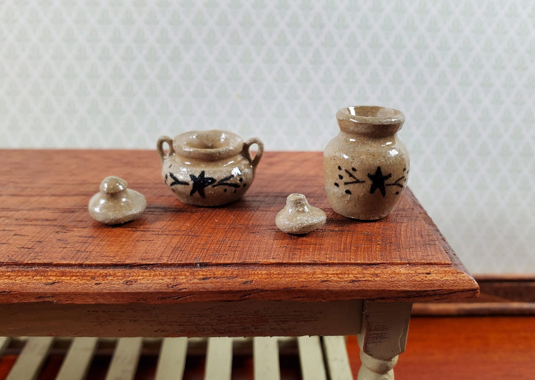 Dollhouse Pottery Bean Pot & Jar Handmade 1:12 Scale Miniatures by Sugar Loaf - Miniature Crush