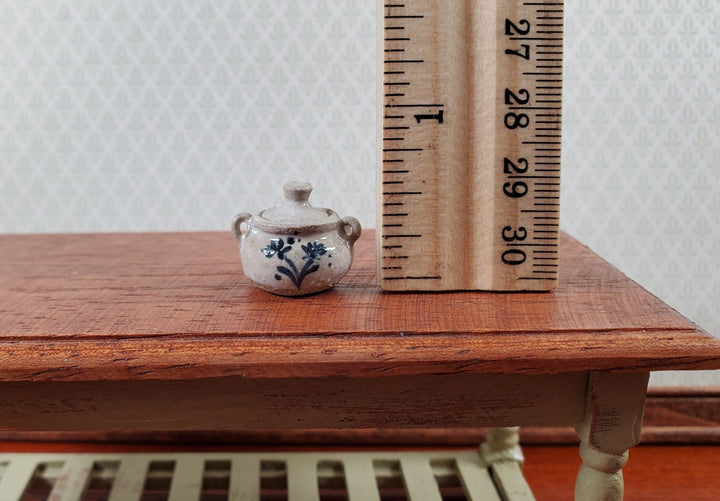 Dollhouse Pottery Bean Pot with Lid Handmade 1:12 Scale Miniatures by Sugar Loaf - Miniature Crush