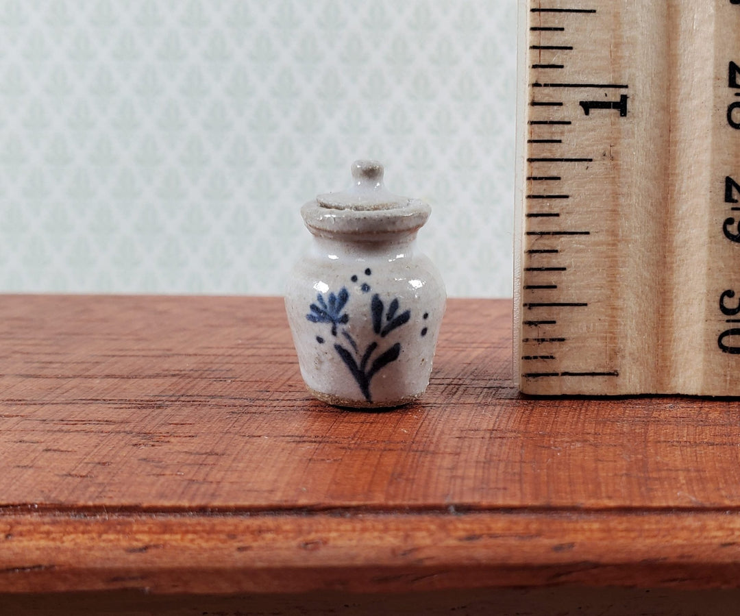 Dollhouse Pottery Crock Urn with Lid Handmade 1:12 Scale Miniature by Sugar Loaf - Miniature Crush