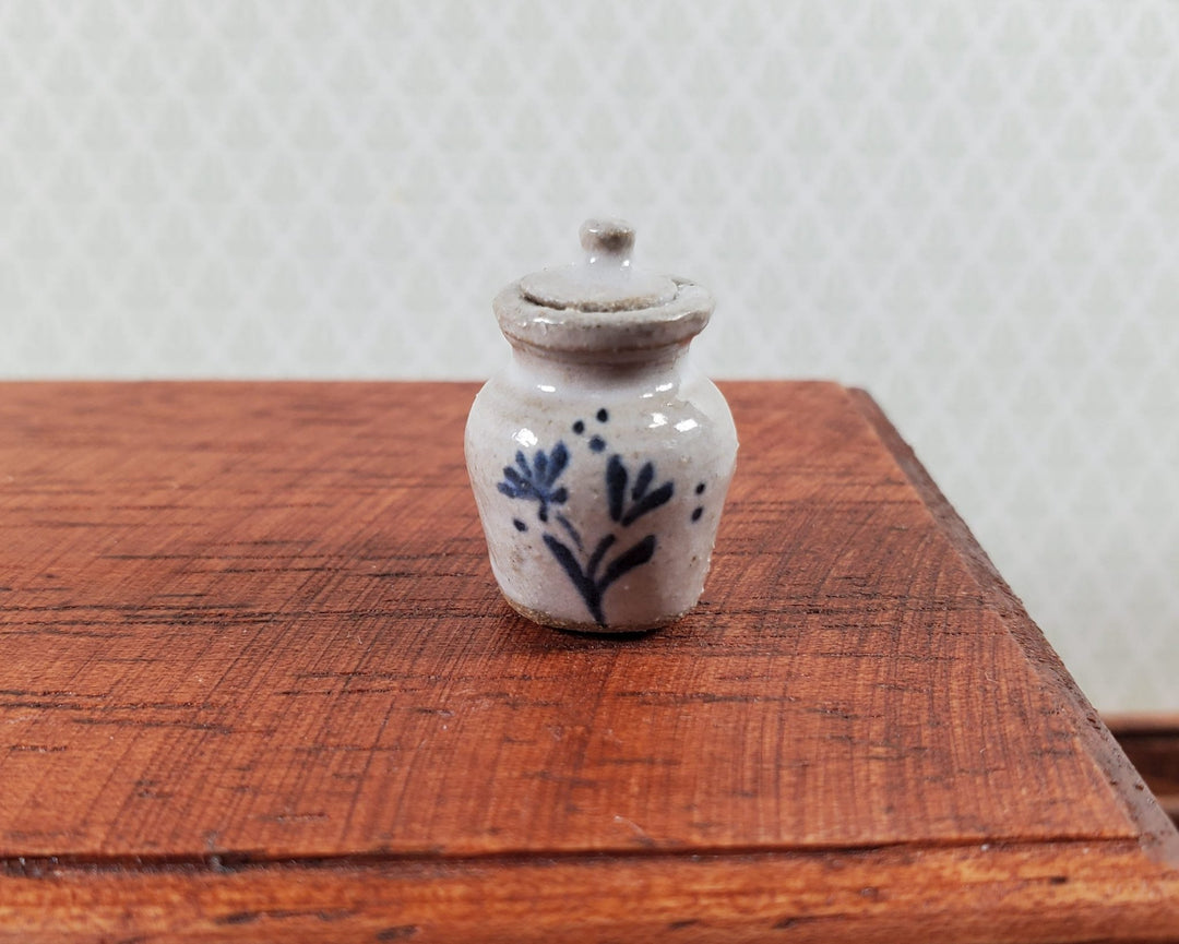 Dollhouse Pottery Crock Urn with Lid Handmade 1:12 Scale Miniature by Sugar Loaf - Miniature Crush