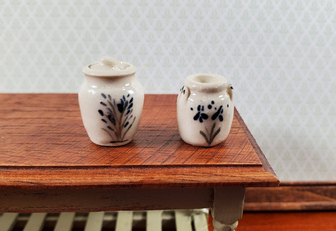 Dollhouse Pottery Crocks Set of 2 Handmade 1:12 Scale Miniatures by Sugar Loaf - Miniature Crush