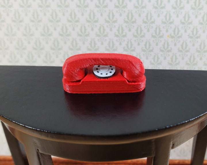 Dollhouse Princess Telephone Dial Phone Modern 1950s Red 1:12 Scale Miniature - Miniature Crush