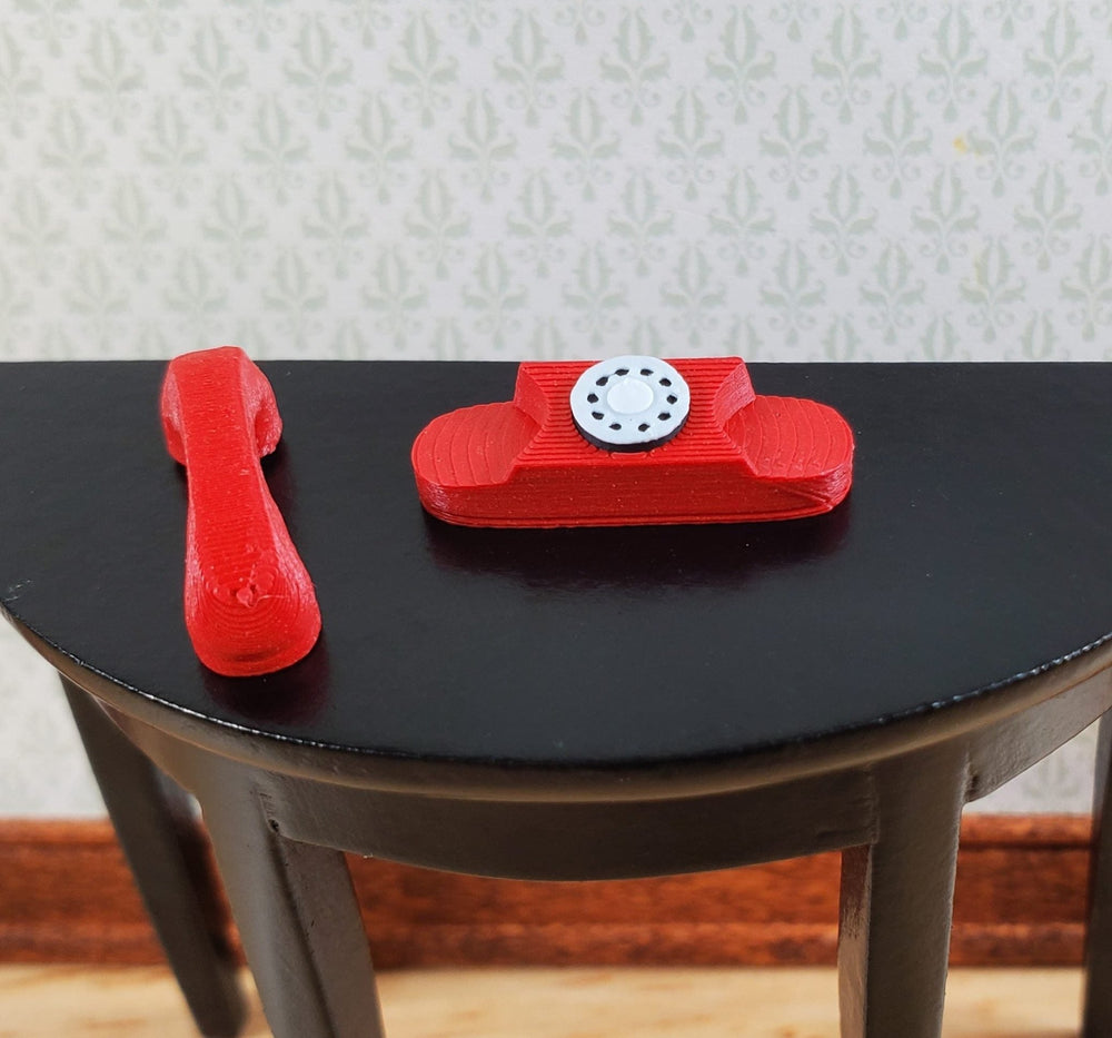 Dollhouse Princess Telephone Dial Phone Modern 1950s Red 1:12 Scale Miniature - Miniature Crush