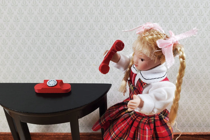 Dollhouse Princess Telephone Dial Phone Modern 1950s Red 1:12 Scale Miniature - Miniature Crush