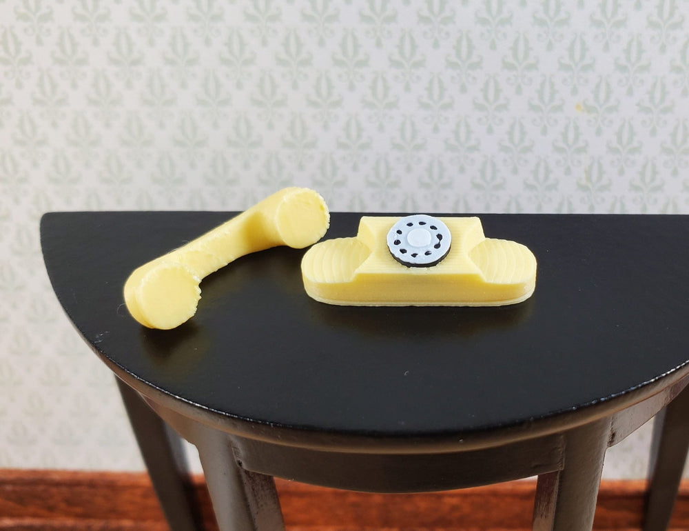 Dollhouse Princess Telephone Dial Phone Modern 1950s Yellow 1:12 Scale Miniature - Miniature Crush