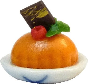 Dollhouse Pumpkin Panna Cotta with Chocolate Accent 1:12 Scale Miniature Dessert - MiniatureCrush