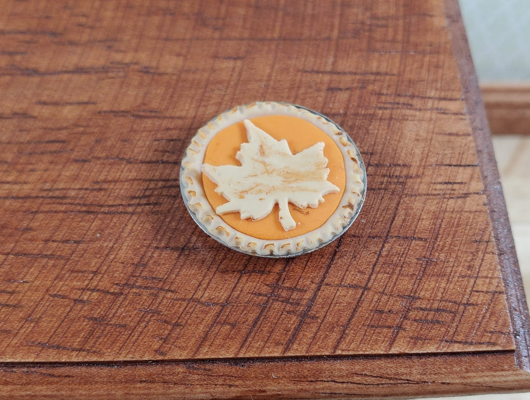 Dollhouse Pumpkin Pie with Maple Leaf Design 1:12 Scale Dessert - MiniatureCrush