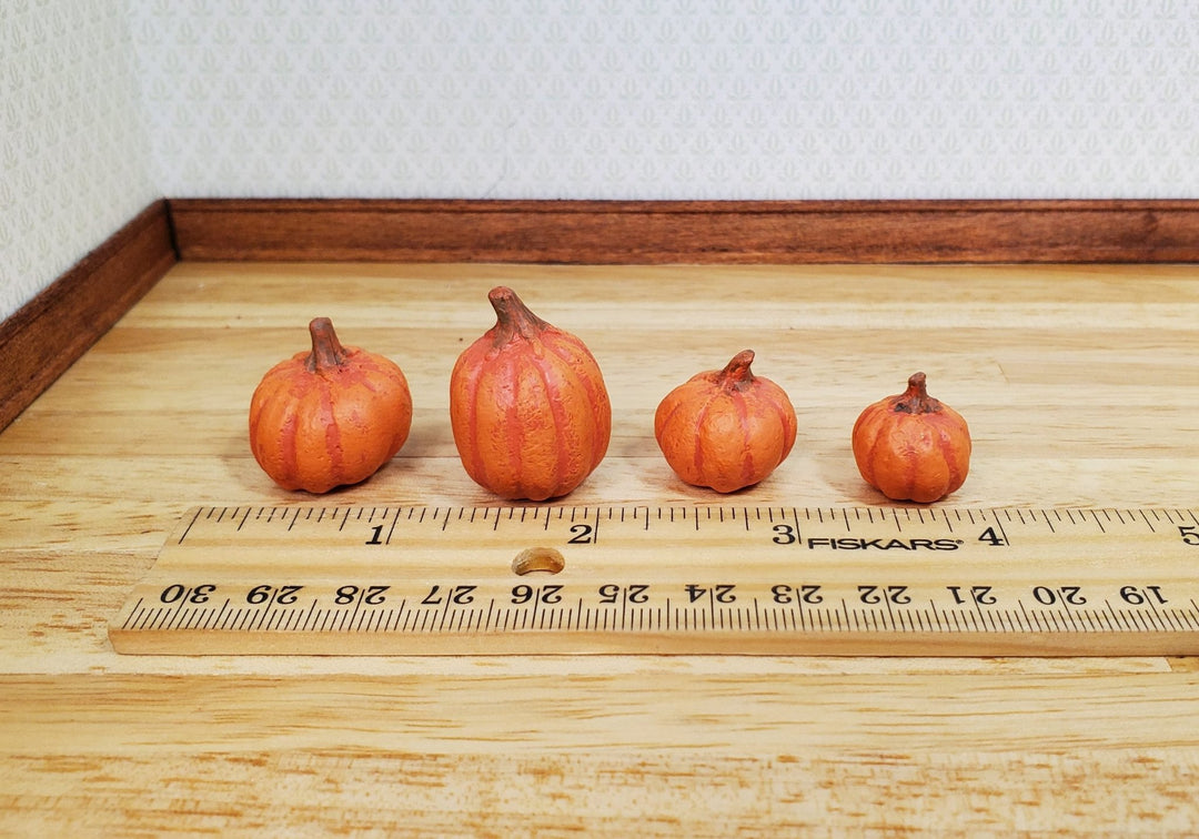 Dollhouse Pumpkins x4 Assorted 1:12 Scale Miniatures Halloween Fall Decor - MiniatureCrush