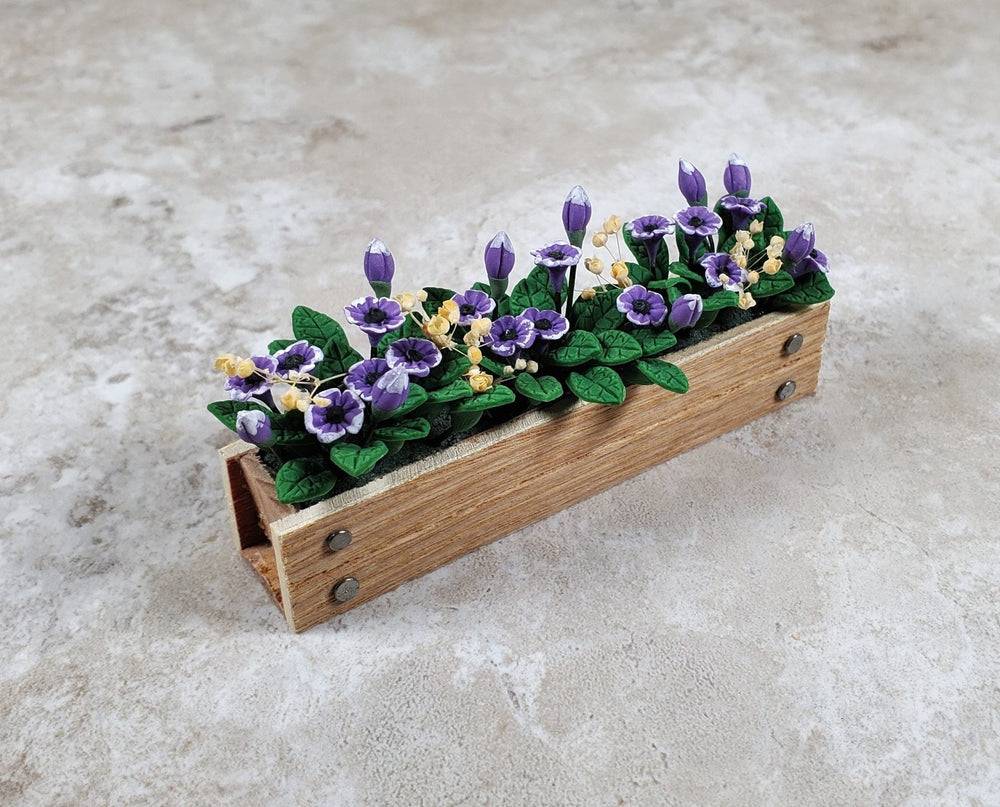Dollhouse Purple Cupflowers in a 3.25" Window Box Planter 1:12 Scale Miniature - MiniatureCrush