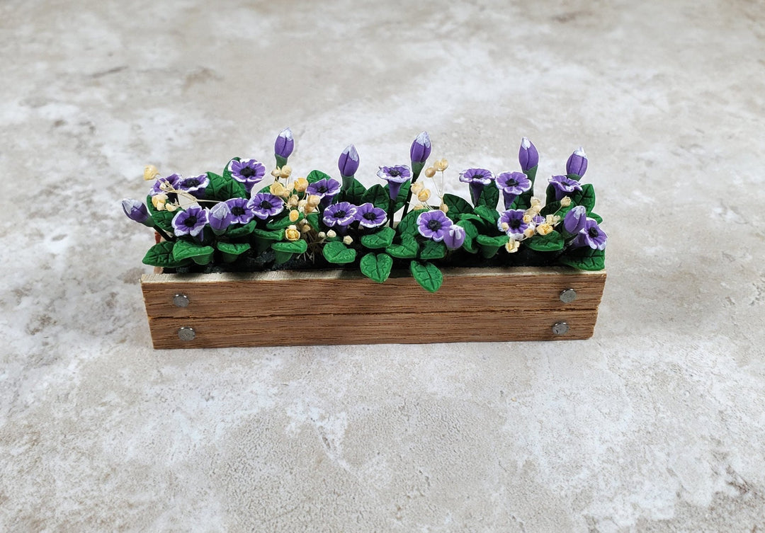 Dollhouse Purple Cupflowers in a 3.25" Window Box Planter 1:12 Scale Miniature - MiniatureCrush
