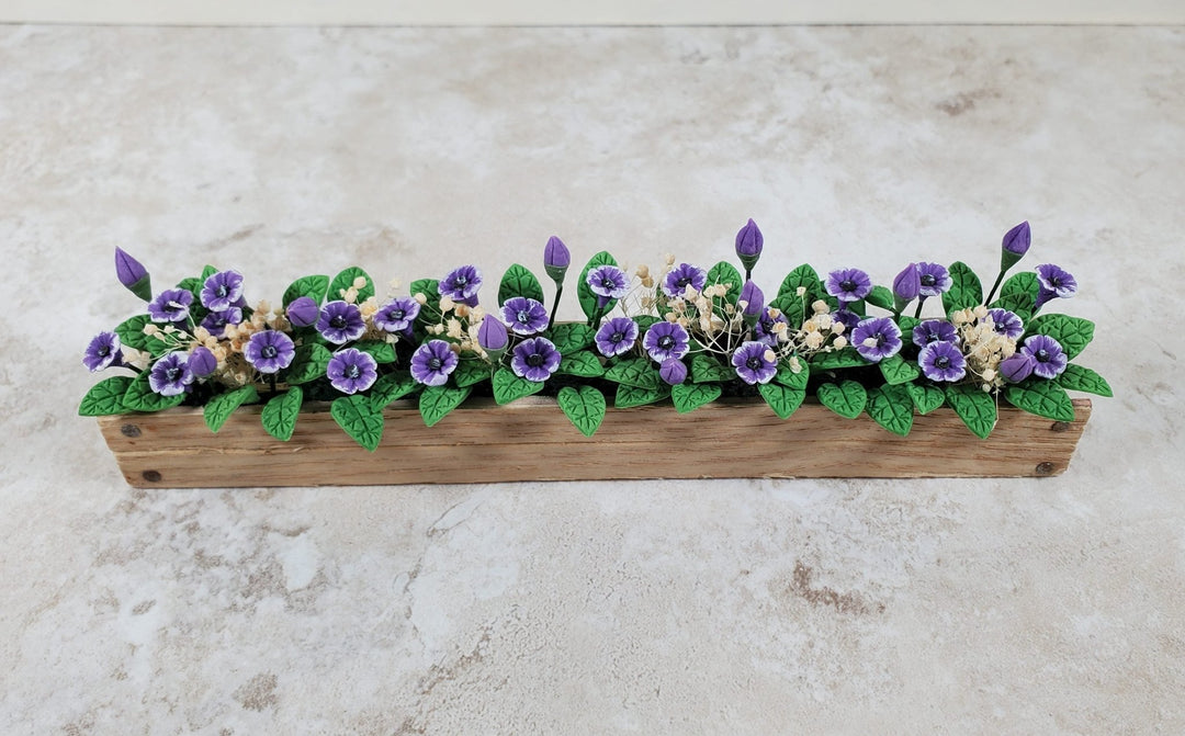 Dollhouse Purple Cupflowers in a 5.5" Window Box Planter 1:12 Scale Miniature - MiniatureCrush