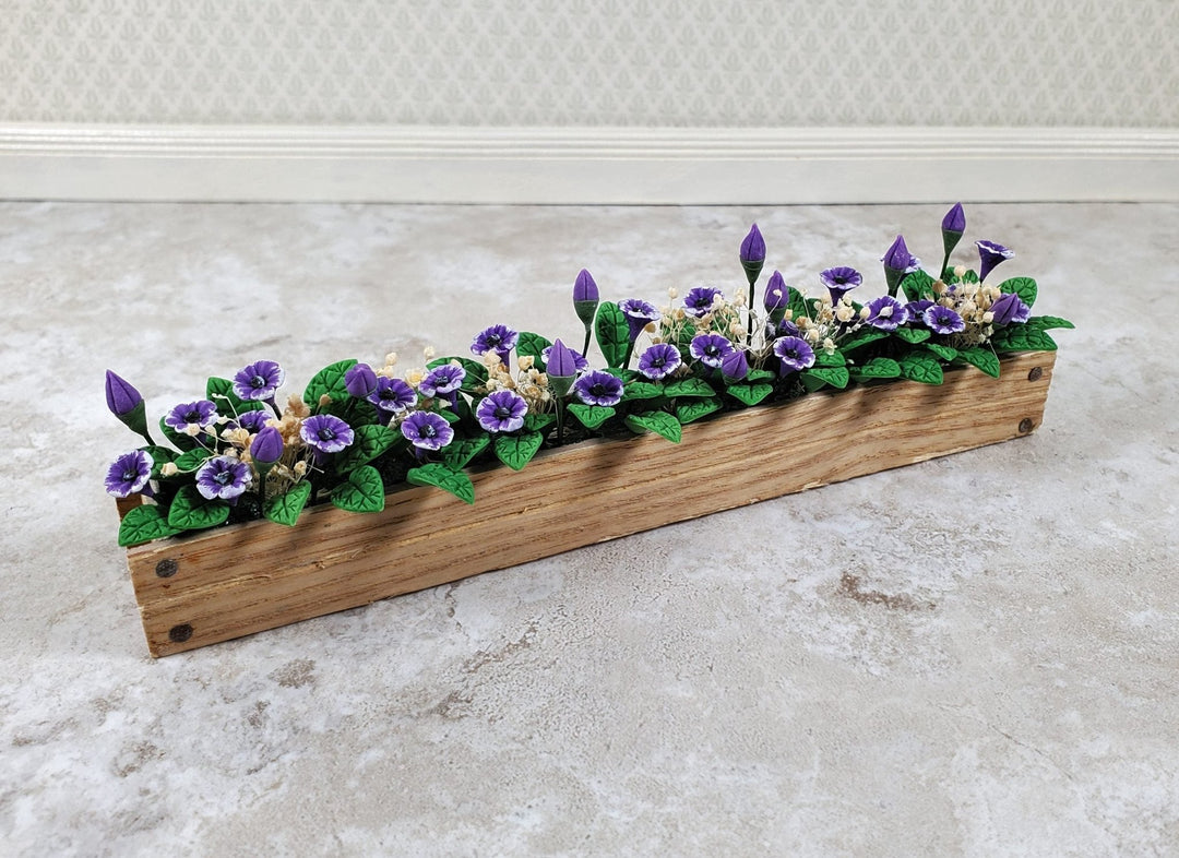 Dollhouse Purple Cupflowers in a 5.5" Window Box Planter 1:12 Scale Miniature - MiniatureCrush