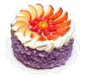 Dollhouse Purple Iced Cake with Fruit Garnish 1:12 Scale Miniature Dessert - MiniatureCrush