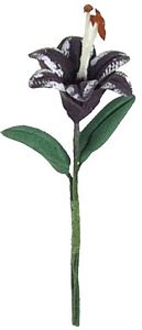 Dollhouse Purple Tiger Lily Single Stem with Foliage 1:12 Scale Miniature - MiniatureCrush