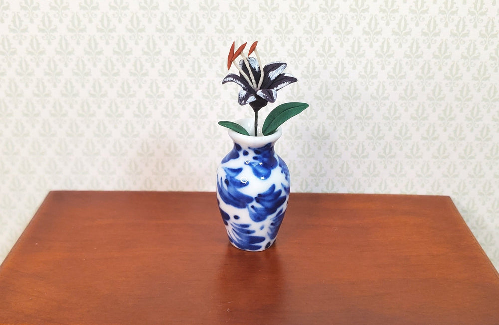 Dollhouse Purple Tiger Lily Single Stem with Foliage 1:12 Scale Miniature - MiniatureCrush