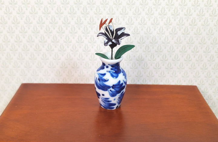 Dollhouse Purple Tiger Lily Single Stem with Foliage 1:12 Scale Miniature - MiniatureCrush