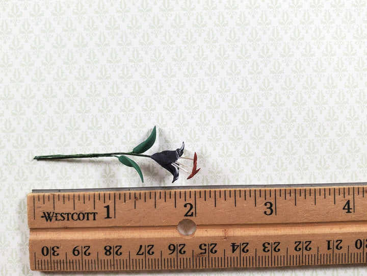 Dollhouse Purple Tiger Lily Single Stem with Foliage 1:12 Scale Miniature - MiniatureCrush