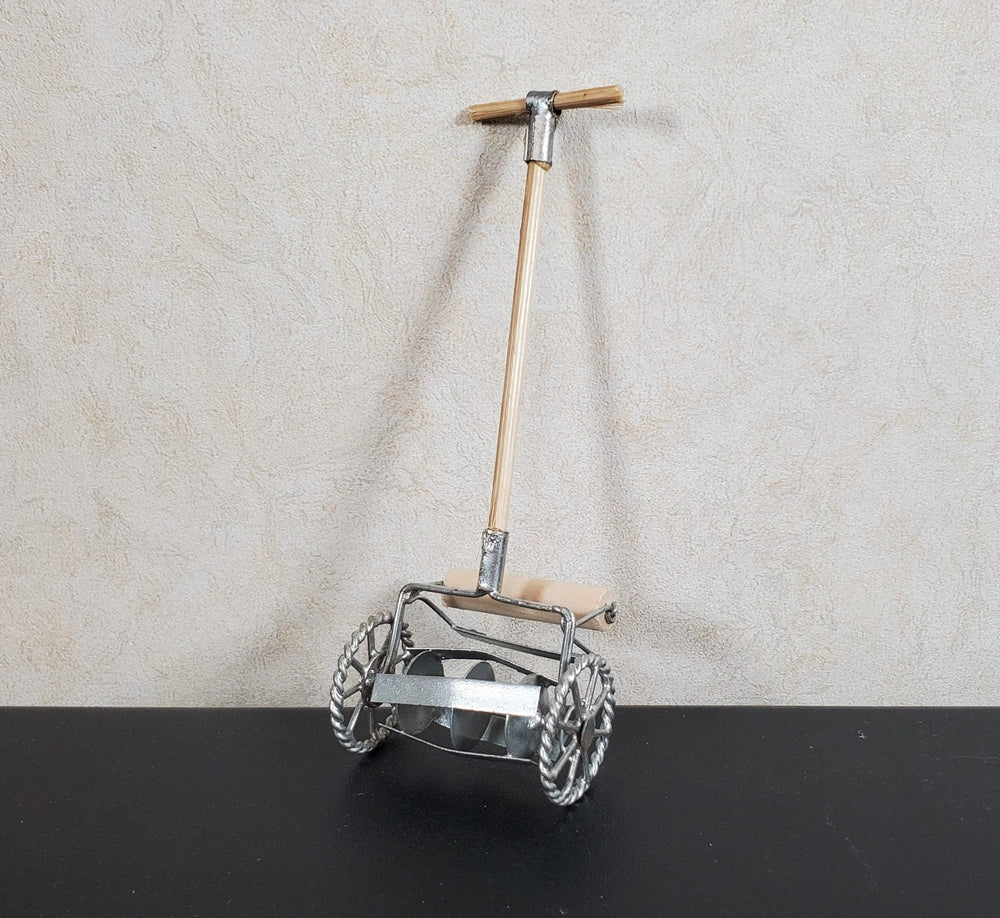 Dollhouse Push Lawn Mower for the Garden or Yard Metal 1:12 Scale Miniature - MiniatureCrush