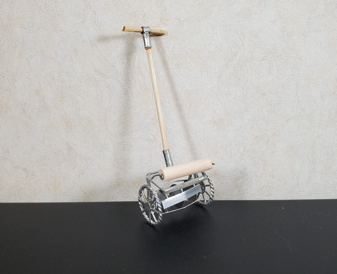 Dollhouse Push Lawn Mower for the Garden or Yard Metal 1:12 Scale Miniature - MiniatureCrush